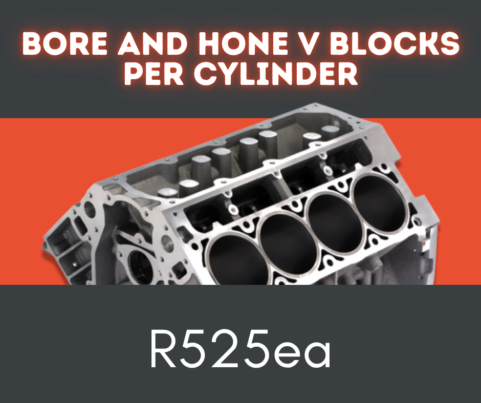 V engine block engineering: Bore & Hone per cylinder engineering service priced at R525 each.