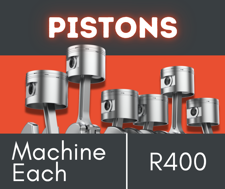 Piston machine engineering service priced at R400 each.