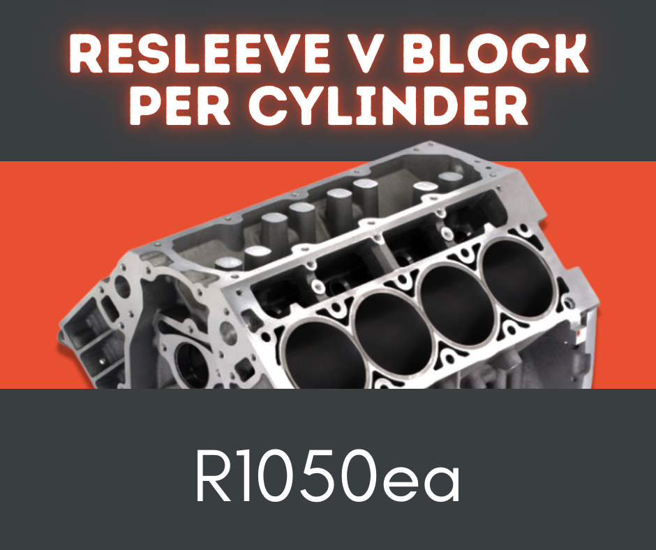 V engine block engineering: Resleeve per cylinder engineering service priced at R1050 each.