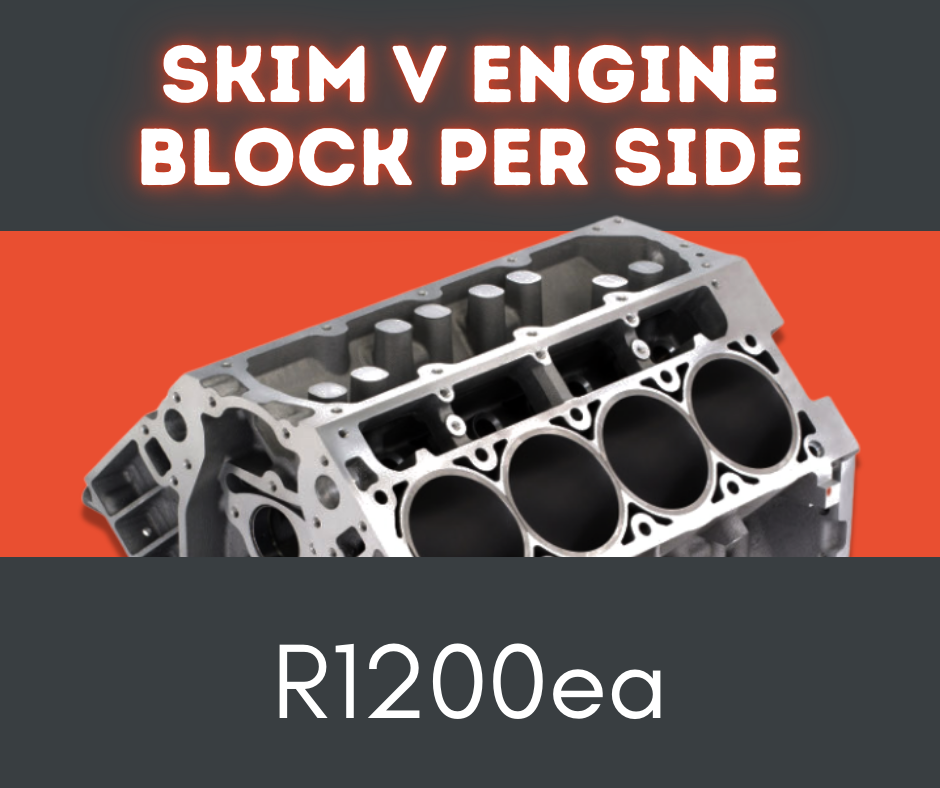V engine block engineering: Skim per side engineering service priced at R1200 each.